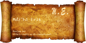 Mühl Erik névjegykártya